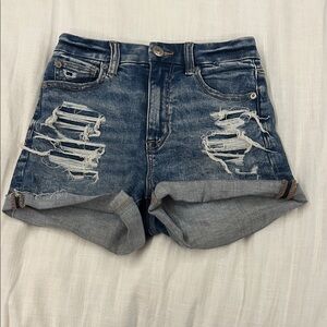 American Eagle Outfitters Blue Distressed Jean Shorts